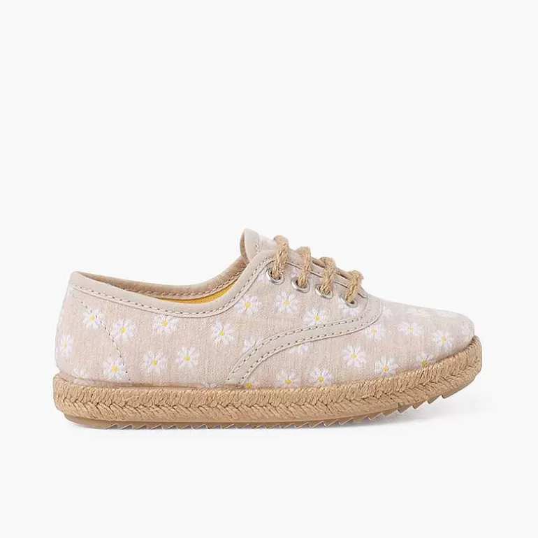 Shop Pisamonas Blucher Margaritas Cordones Y Suela Yute Color Beige