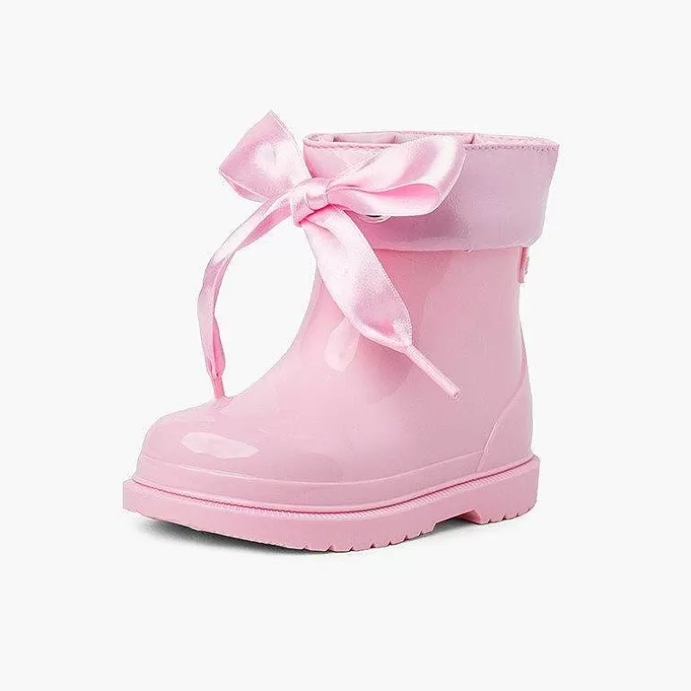 Fashion Pisamonas Botas Agua Niña Cana Baja Charol Con Lazo