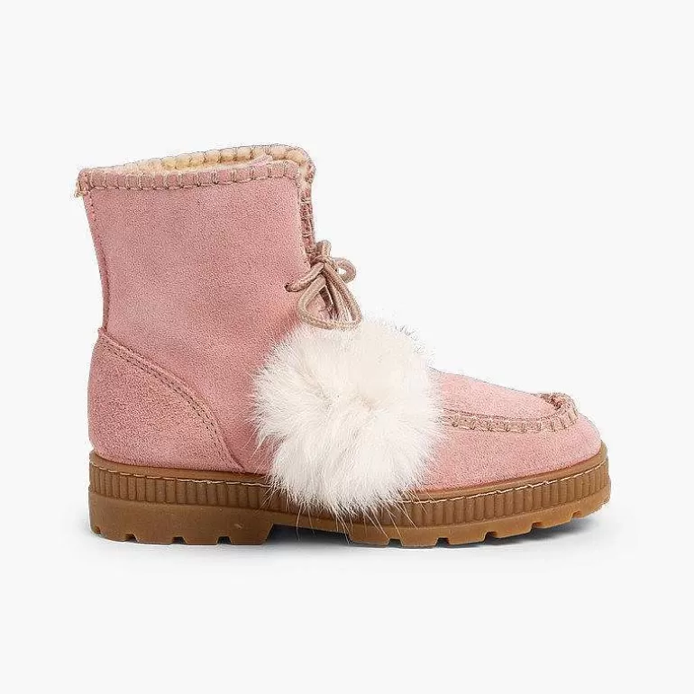 Fashion Pisamonas Botas Con Pompones Serraje Niña