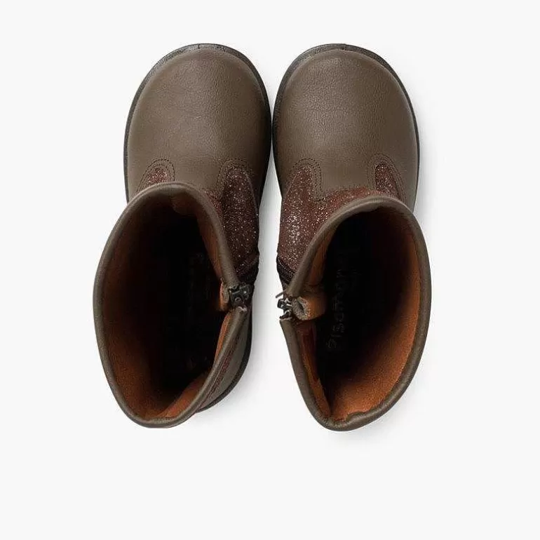 Clearance Pisamonas Botas Niña Piel Y Serraje Brillos