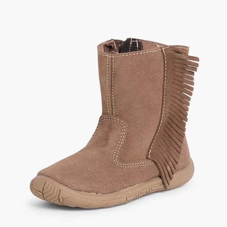 Flash Sale Pisamonas Botas Niñas Serraje Con Flecos Color Topo
