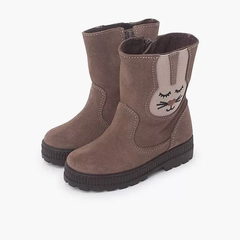 Sale Pisamonas Botas Serraje Elastico Conejo Color Topo