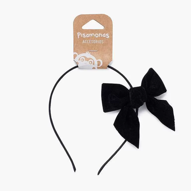 New Pisamonas Diadema Raso Con Lazo Terciopelo