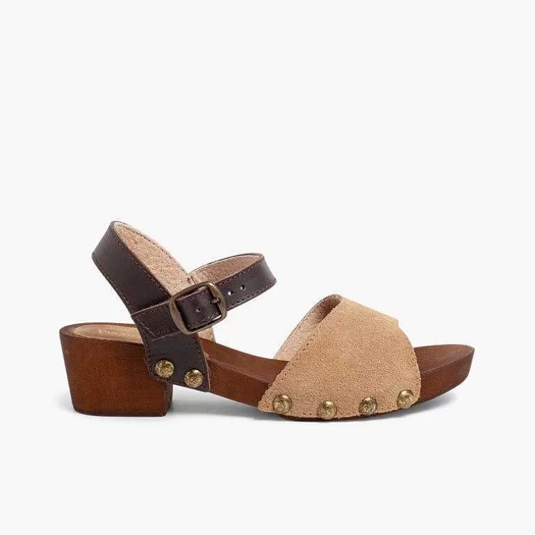 Outlet Pisamonas Sandalia Niña Y Mujer Serraje Suela Tipo Madera