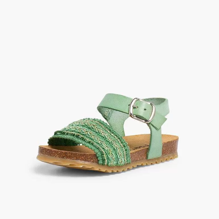 Cheap Pisamonas Sandalias Bio Niña Piel Y Cinta Tejido
