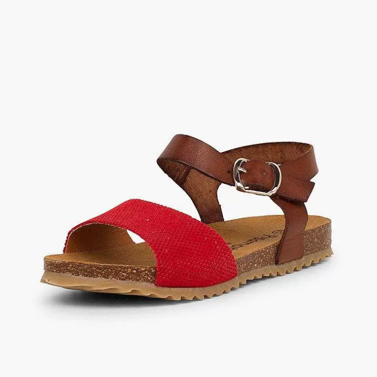 Fashion Pisamonas Sandalias Niña Bio Cuero Niña Y Serraje Grabado