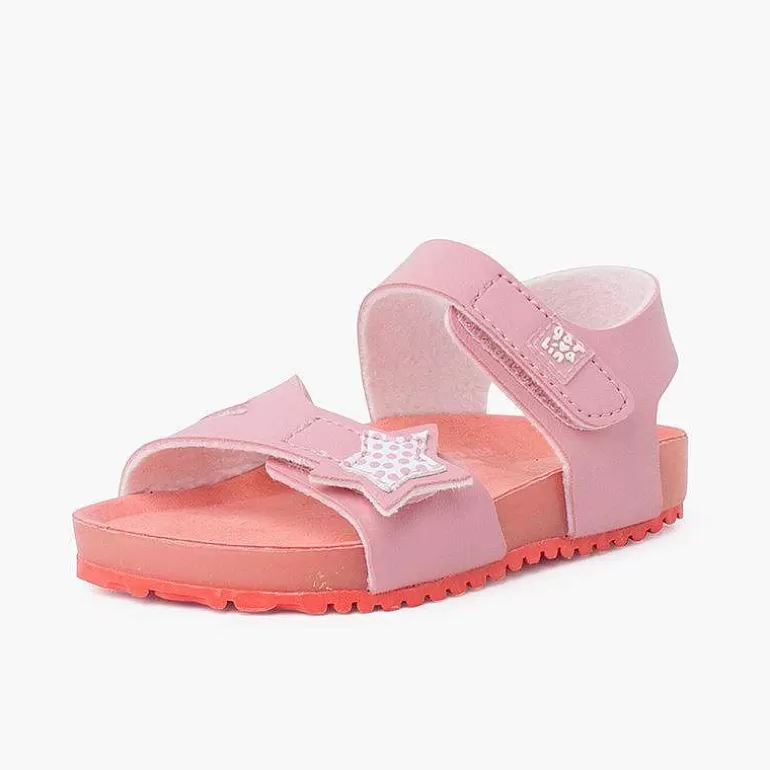 Online Pisamonas Sandalias Niña Estrella Doble Cierre Adherente Y Suela Bio Color Rosa