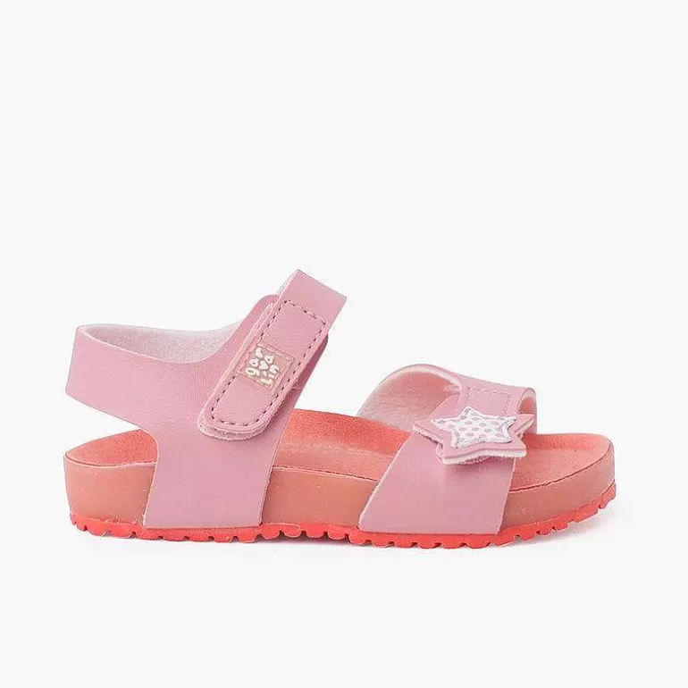 Online Pisamonas Sandalias Niña Estrella Doble Cierre Adherente Y Suela Bio Color Rosa