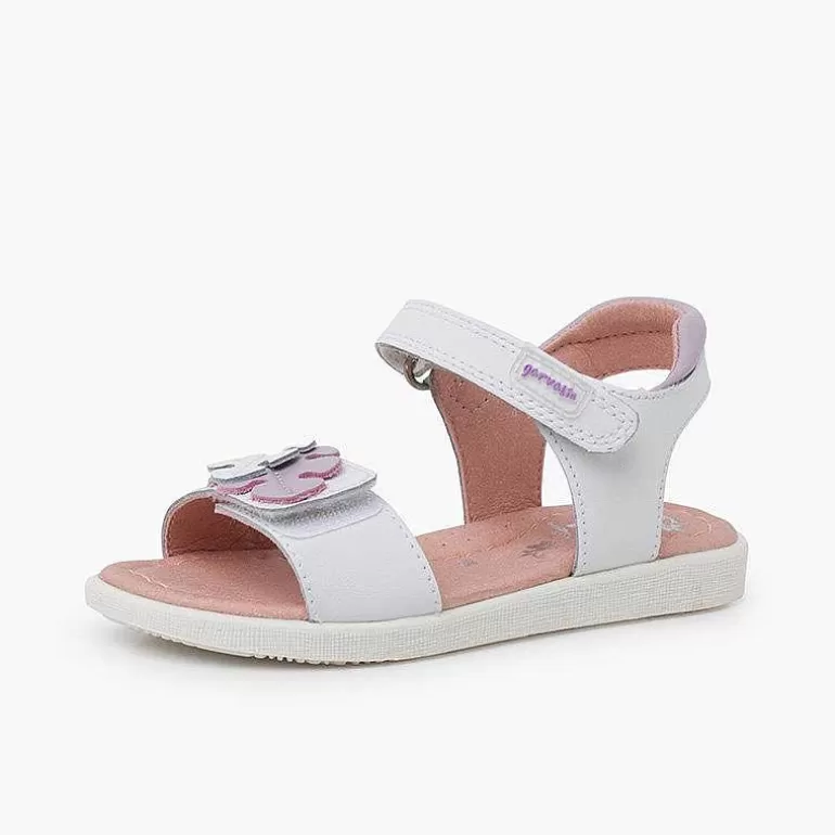 Clearance Pisamonas Sandalias Niña Hojas Cierre Adherente Color Blanco