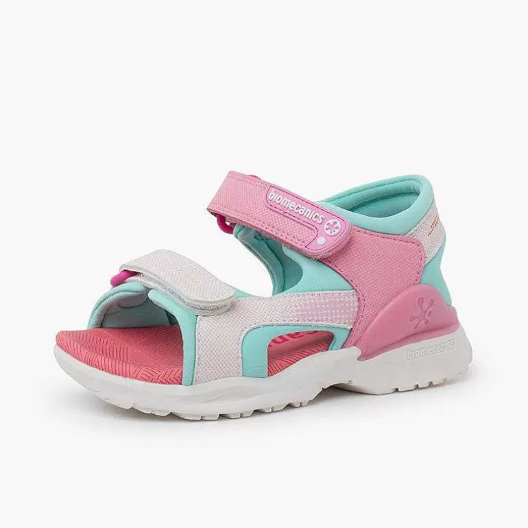 Flash Sale Pisamonas Sandalias Niña Lona Doble Cierre Biomecanics Color Rosa