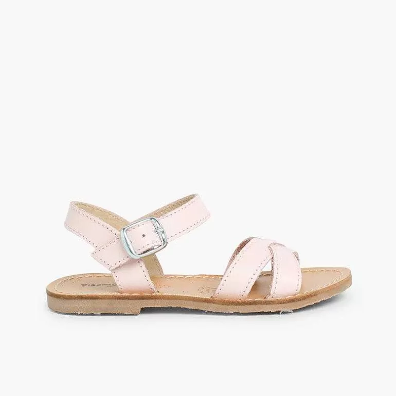 Online Pisamonas Sandalias Niña Piel Lisa Cruzada