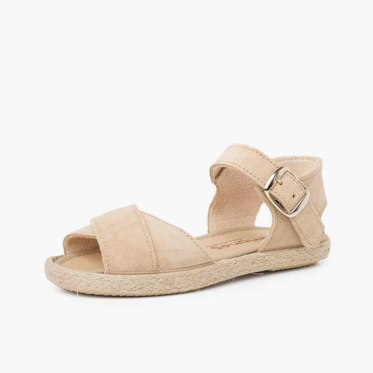 Flash Sale Pisamonas Sandalias Niña Serraje Y Yute Tiras Cruzadas