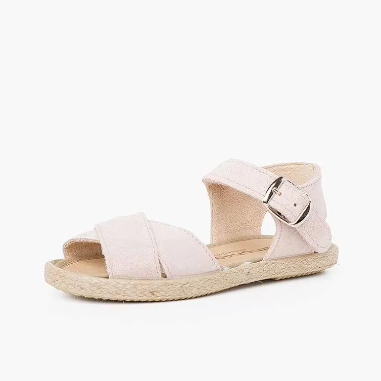 Flash Sale Pisamonas Sandalias Niña Serraje Y Yute Tiras Cruzadas