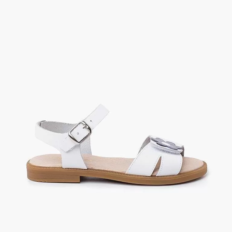 Flash Sale Pisamonas Sandalias Niña Tira Ancha Adherente Flor Cierre Hebilla