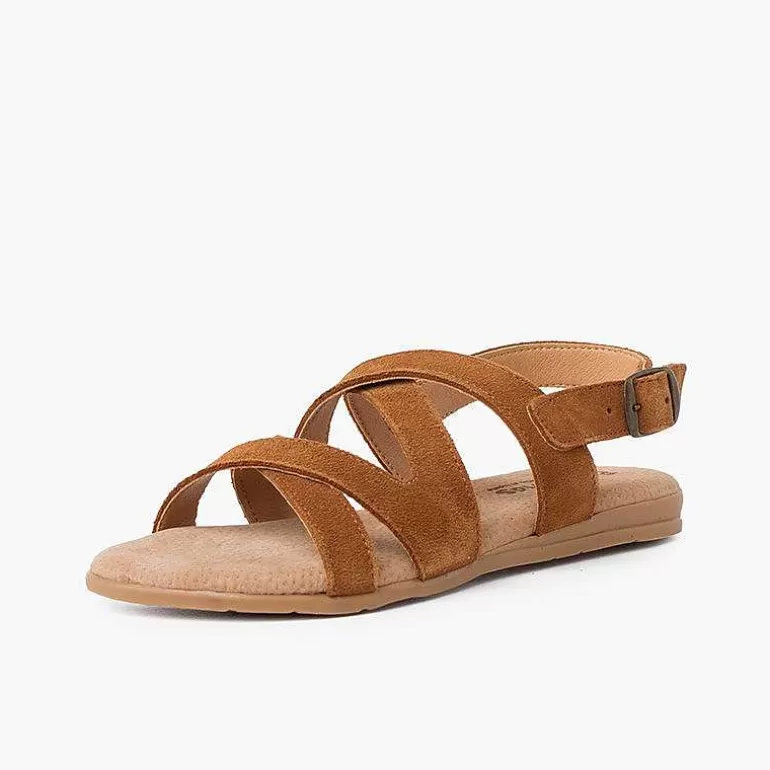 Flash Sale Pisamonas Sandalias Niña Y Mujer De Piel Con Tiras Cruzadas Color Camel