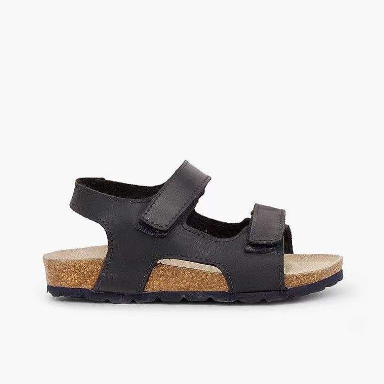 Fashion Pisamonas Sandalias Piel Bio Niño Doble Tira Adherente