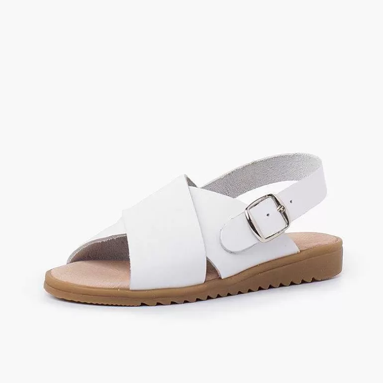 Flash Sale Pisamonas Sandalias Unisex Piel Cruzada Tiras Anchas