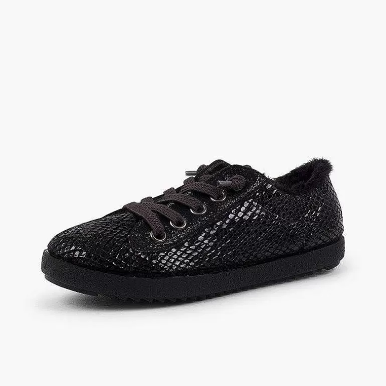 Outlet Pisamonas Zapatillas Animal Print Serpiente Con Forro Pelo Color Negro