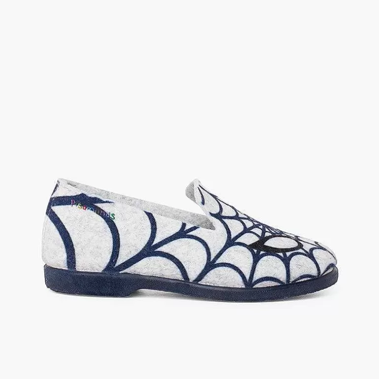 Outlet Pisamonas Zapatillas Bajas Andar Por Casa Tela Arana Color Gris Y Azul