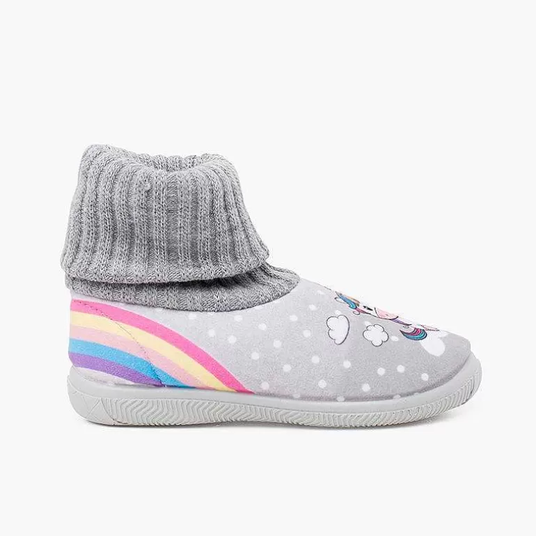 Store Pisamonas Zapatillas Casa Cuello Calcetin Lana Unicornio Color Gris