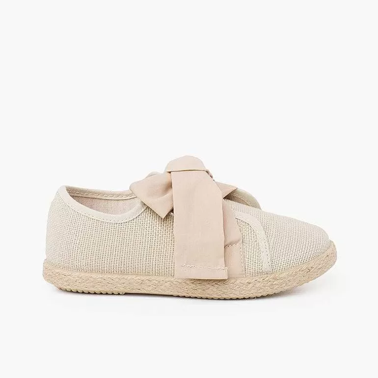 Fashion Pisamonas Zapatillas Lino Con Lazo Y Banda De Yute