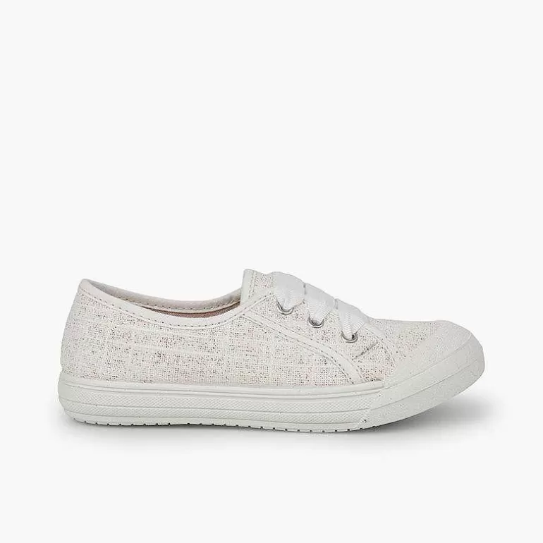 Flash Sale Pisamonas Zapatillas Lino Purpurina Niña