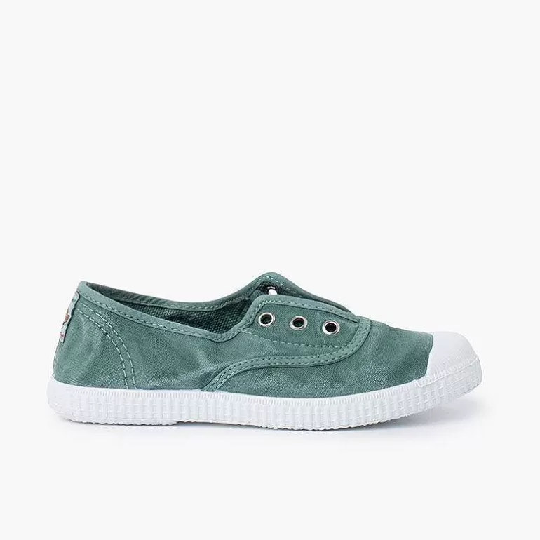Store Pisamonas Zapatillas Lona Efecto Desgastado Sin Cordones