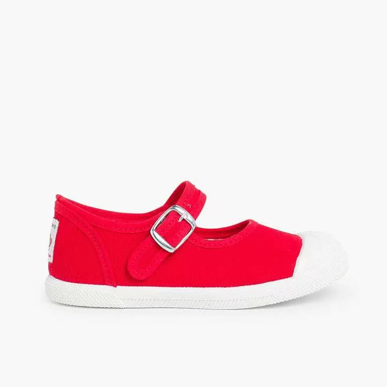 Cheap Pisamonas Zapatillas Lona Niña Con Hebilla Y Puntera De Goma