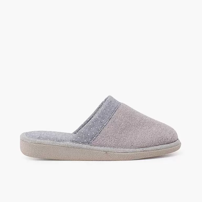 New Pisamonas Zuecos Casa Toalla Con Topitos Color Gris